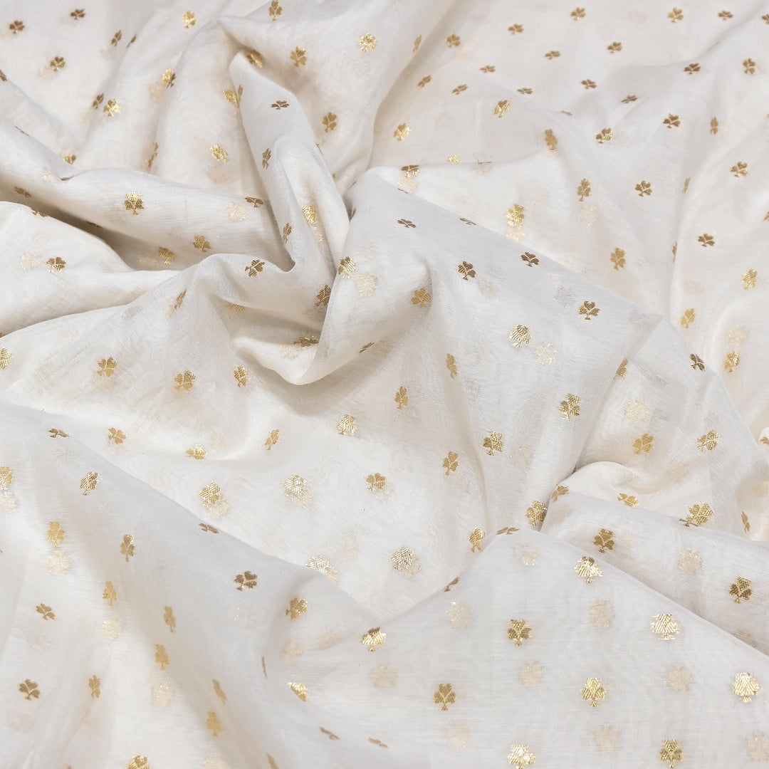 Banarasi Chanderi Gold Zari Fabric 44" – Luxury Ethnic Designer Fabric