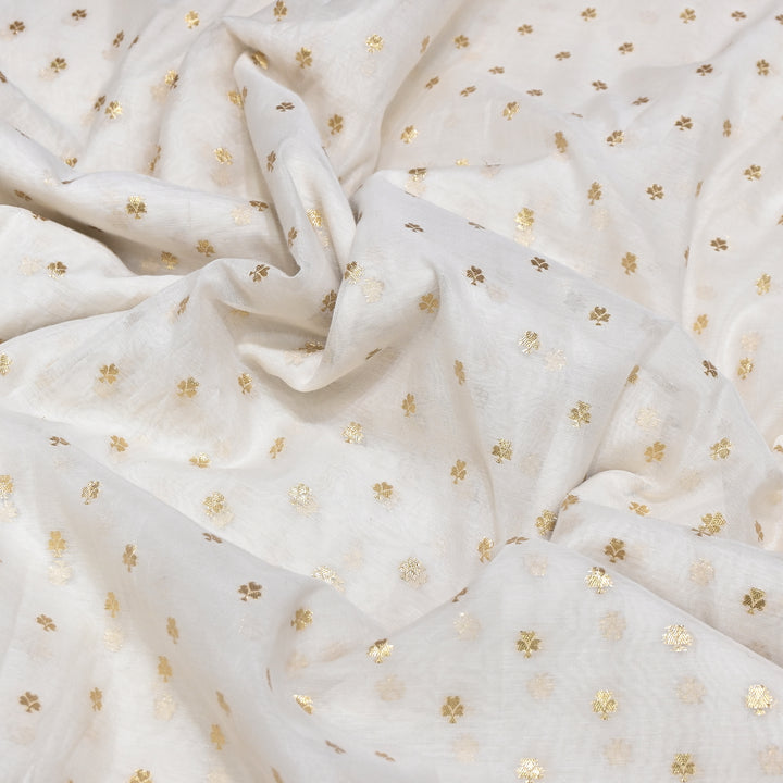Banarasi Chanderi Gold Zari Fabric 44" – Luxury Ethnic Designer Fabric