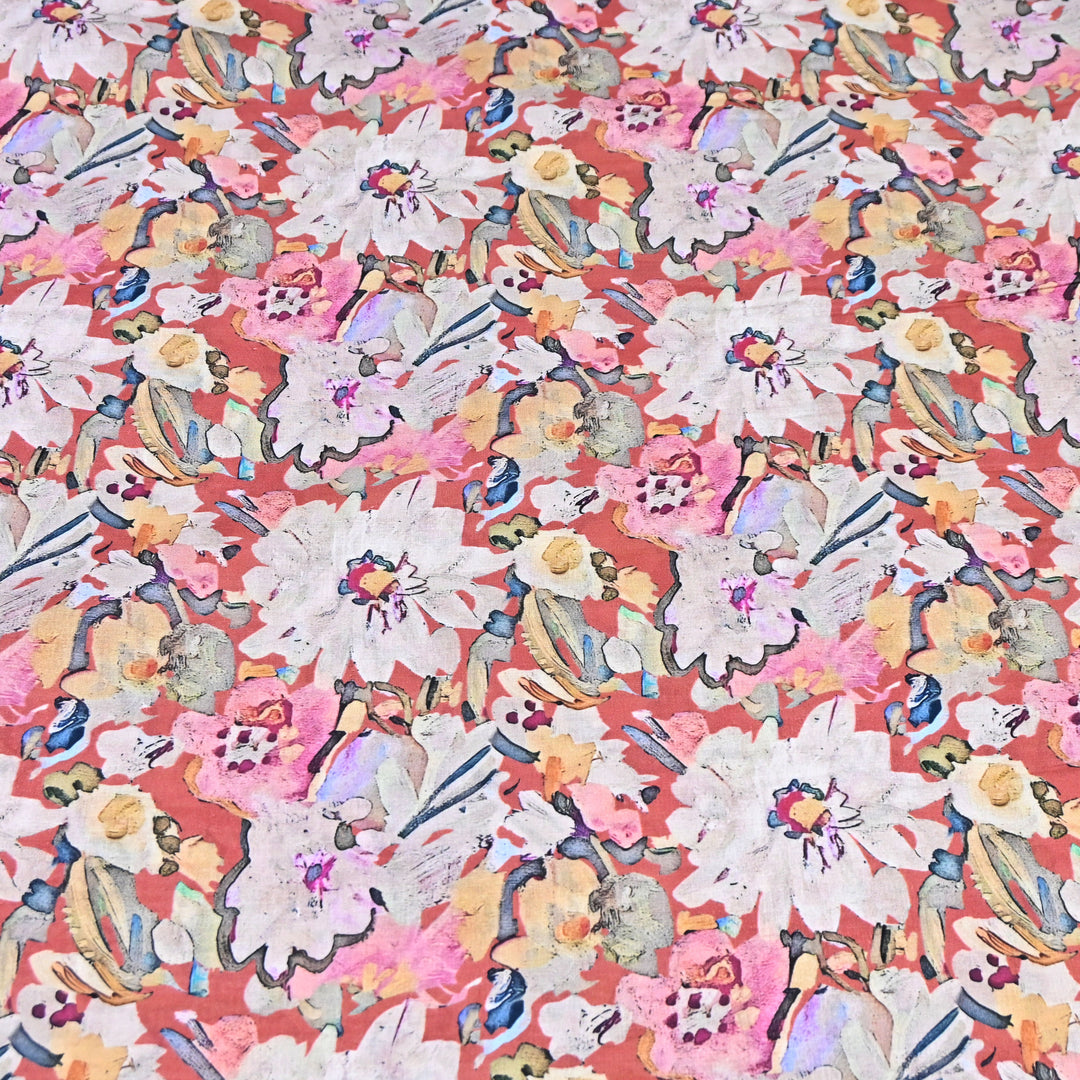 Maroon Italian Lawn Print Fabric