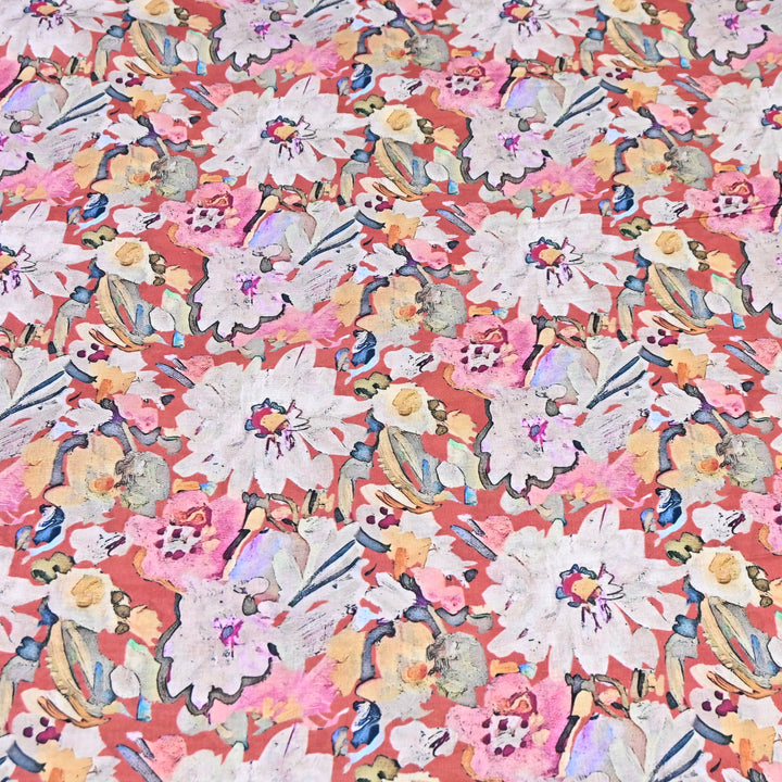 Maroon Italian Lawn Print Fabric