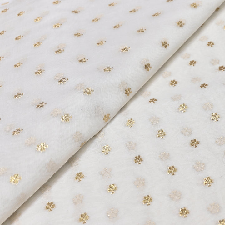 Banarasi Chanderi Gold Zari Fabric 44" – Luxury Ethnic Designer Fabric