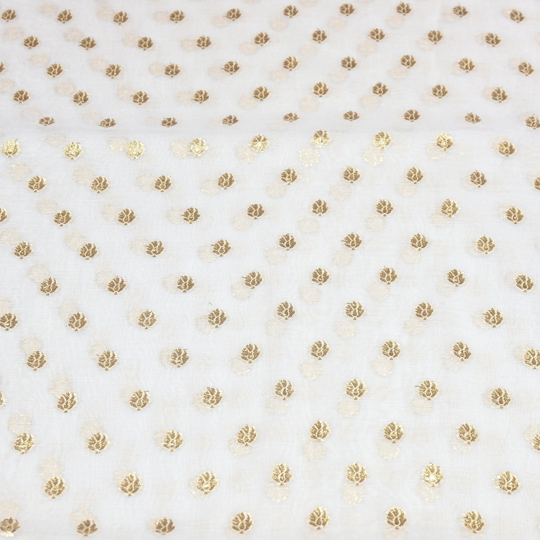 Banarasi Chanderi Gold Zari Fabric 44" – Luxury Ethnic Designer Fabric
