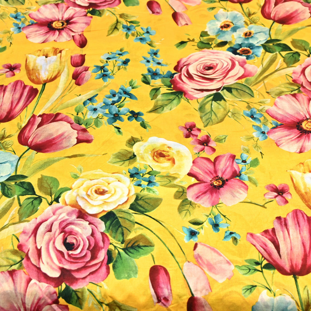 Designer Floral Cotton Digital Print Fabric-Soft Breathable Designer Cotton Fabric SNT165-1