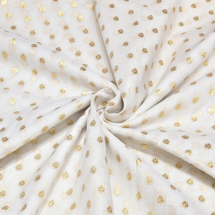 Banarasi Chanderi Gold Zari Fabric 44" – Luxury Ethnic Designer Fabric