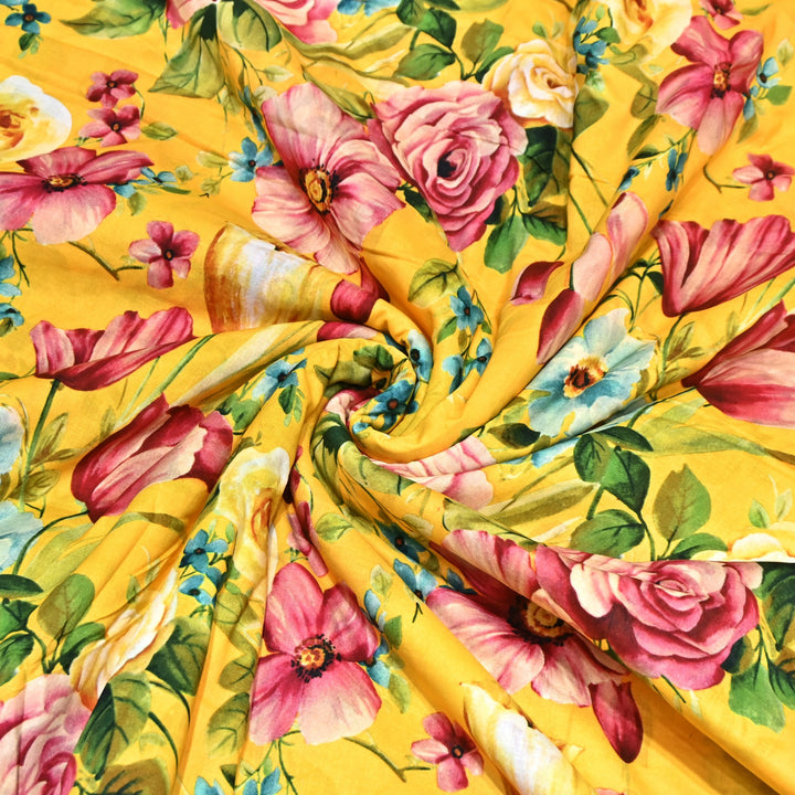 Designer Floral Cotton Digital Print Fabric-Soft Breathable Designer Cotton Fabric SNT165-1