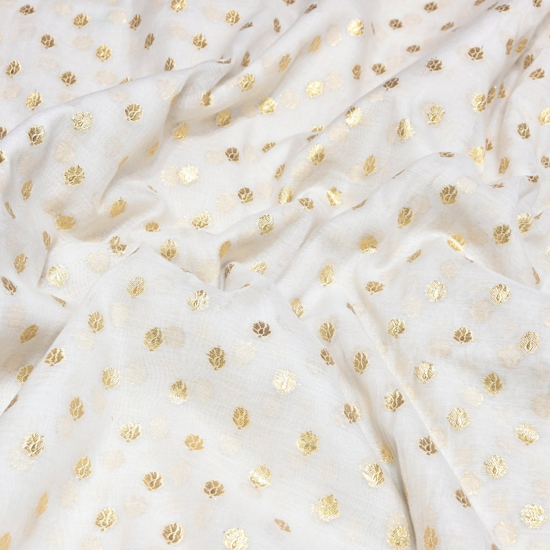 Banarasi Chanderi Gold Zari Fabric 44" – Luxury Ethnic Designer Fabric