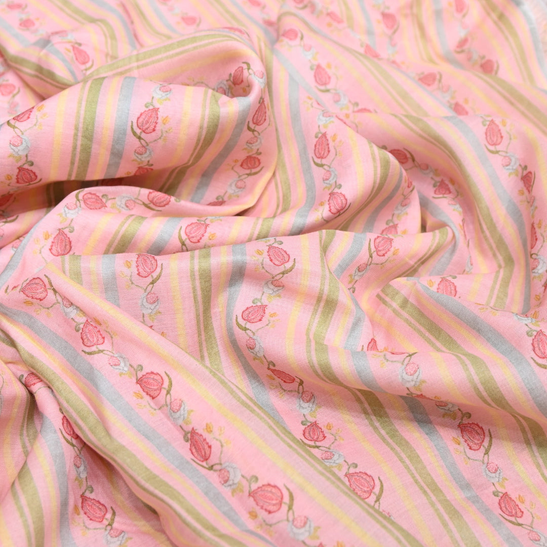 Multi Color Mul Chanderi Digital Print Fabric GT0185-11