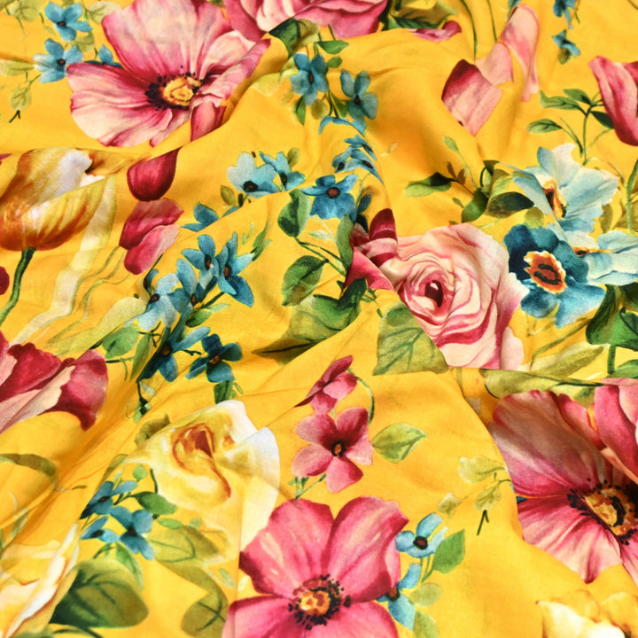 Designer Floral Cotton Digital Print Fabric-Soft Breathable Designer Cotton Fabric SNT165-1