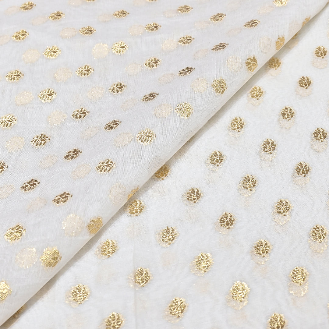 Banarasi Chanderi Gold Zari Fabric 44" – Luxury Ethnic Designer Fabric