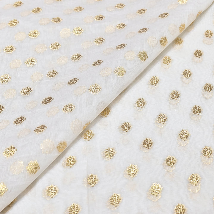 Banarasi Chanderi Gold Zari Fabric 44" – Luxury Ethnic Designer Fabric