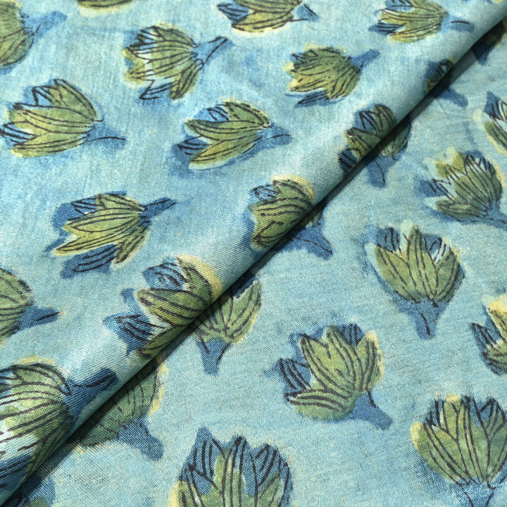 Mushrum Satin Vanaspati Print Fabric– Soft Luxury Designer Printed Fabric KK1217-1B