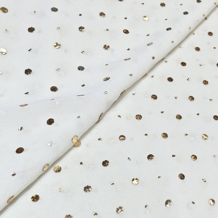 Dyeable Pure Silk Georgette Handwork Mukaish Fabric CC1501