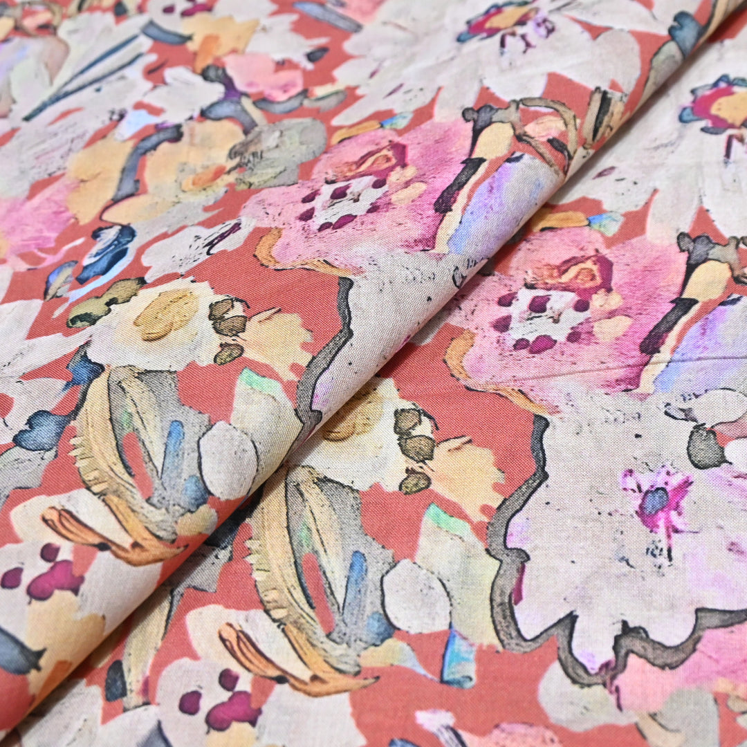 Maroon Italian Lawn Print Fabric