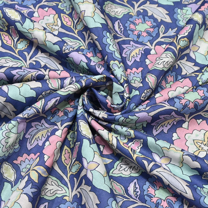 Indigo Blue Italian Lawn Print Fabric