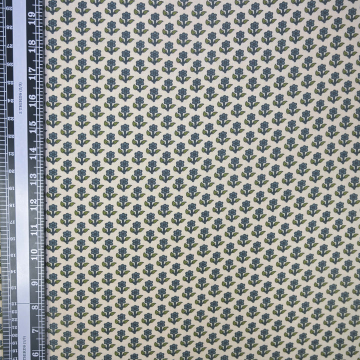 Green Mini Floral Buti Printed Cotton Fabric