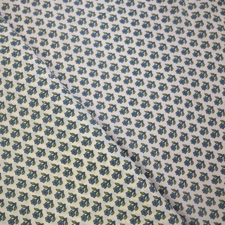 Green Mini Floral Buti Printed Cotton Fabric