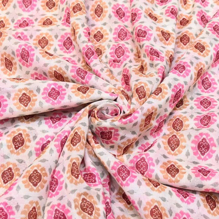 Multicolor Mul Chanderi Digital Print Fabric Lightweight Designer Printed Fabric-NS0182-4