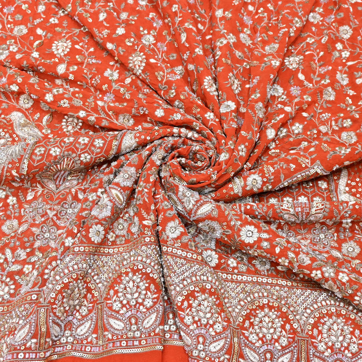Dyed Viscose Georgette Zari Sequins Embroidery Fabrics