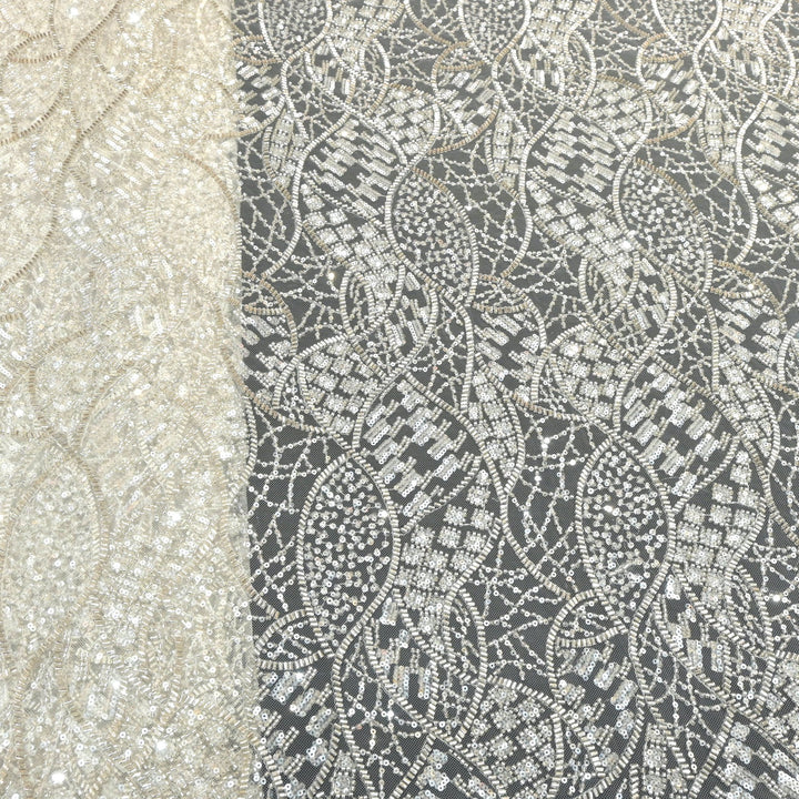 Imported Net Cutdana With Sequins Handwork Embroidery Fabrics