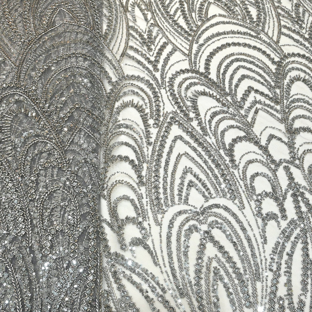 Imported Net Cutdana With Sequins Handwork Embroidery Fabrics