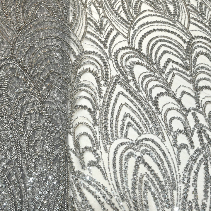 Imported Net Cutdana With Sequins Handwork Embroidery Fabrics
