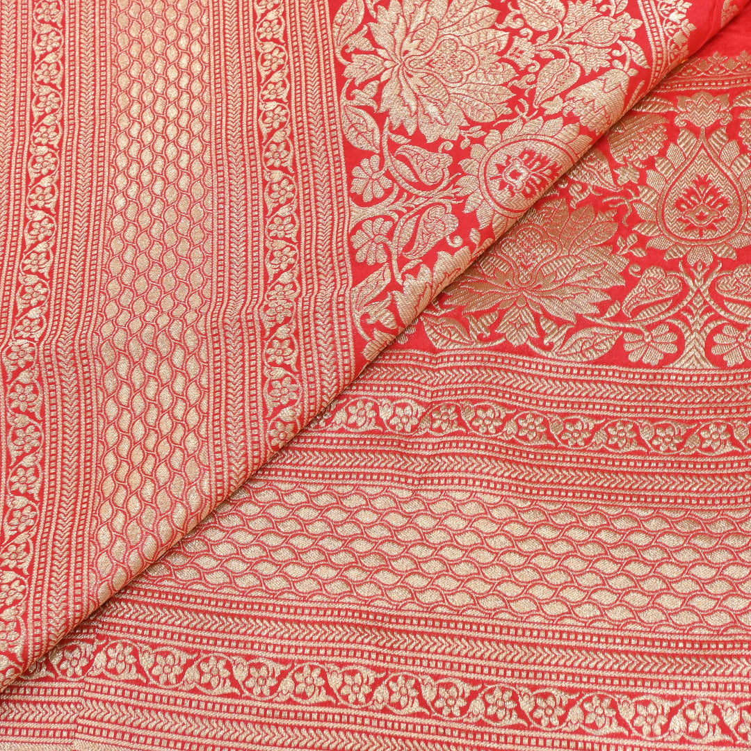 Exclusive Heavy Zari Botti Work And Premium Border Hand Work On Pure Silk Bandhani Fabric