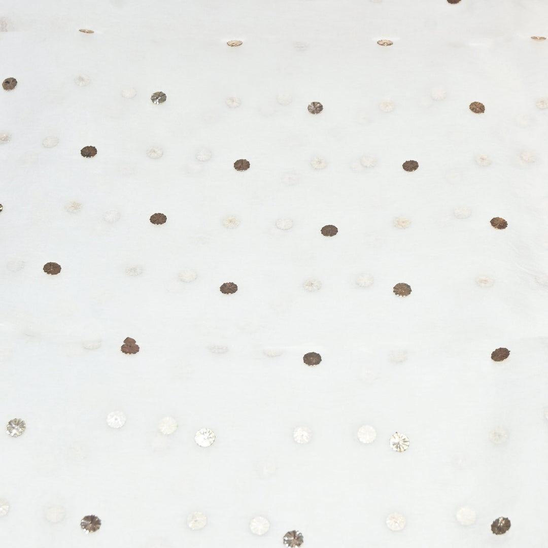 Dyeable Pure 28gm Silk Organza Handwork Mukaish Fabric TIK008