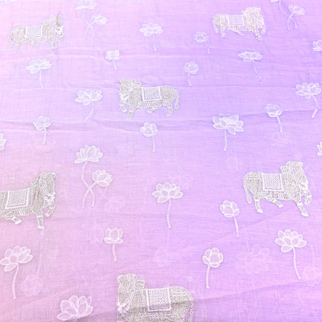 4D Shaded Mul Chanderi Pintex Fabric 44" – Soft Designer Summer Fabric-GP4100-7