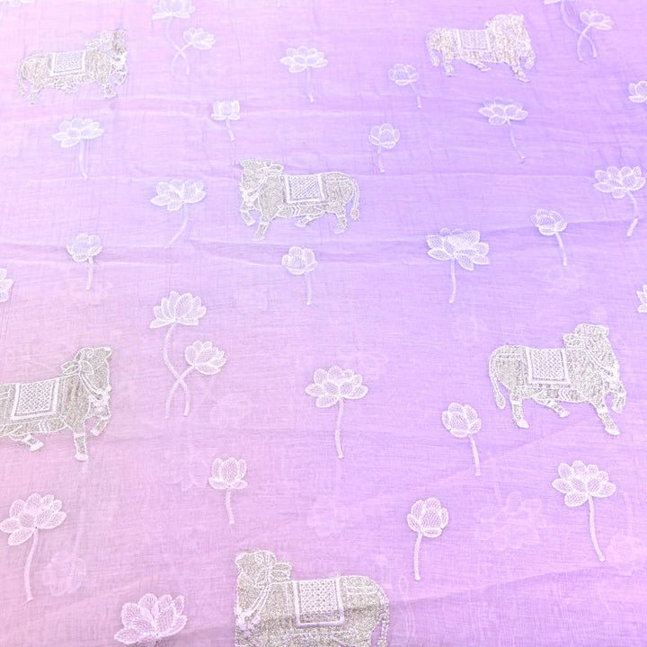 4D Shaded Mul Chanderi Pintex Fabric 44" – Soft Designer Summer Fabric-GP4100-7