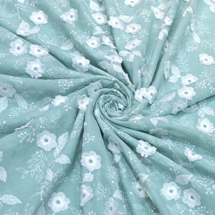 Imported Cotton 3D Flower Thread Work Embroidery Fabric