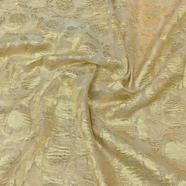 Dyeable Pure Organza Gold Zari Jacquard Fabrics