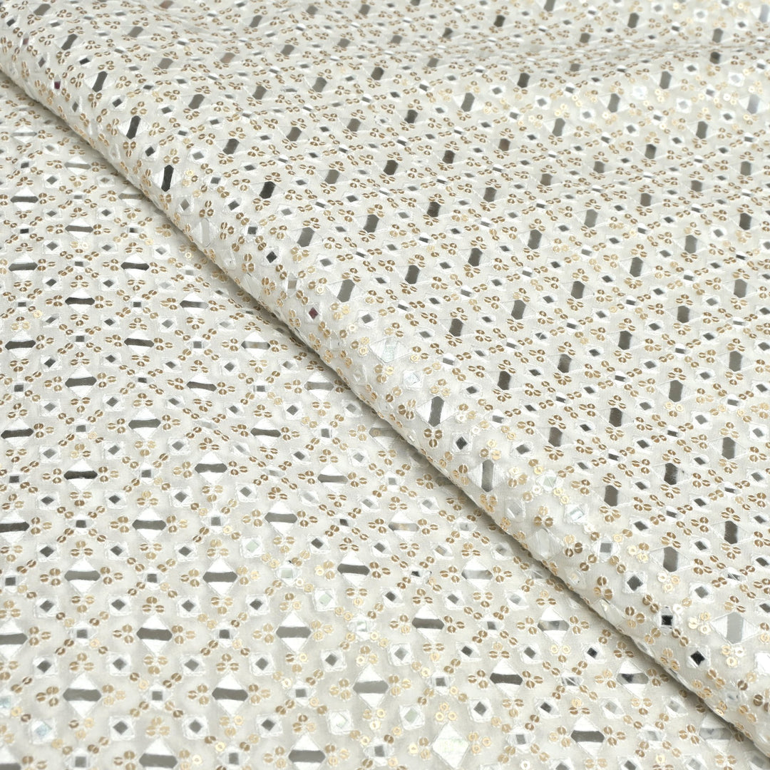 Viscose Georgette Mirror Sequins Embroidery Fabrics