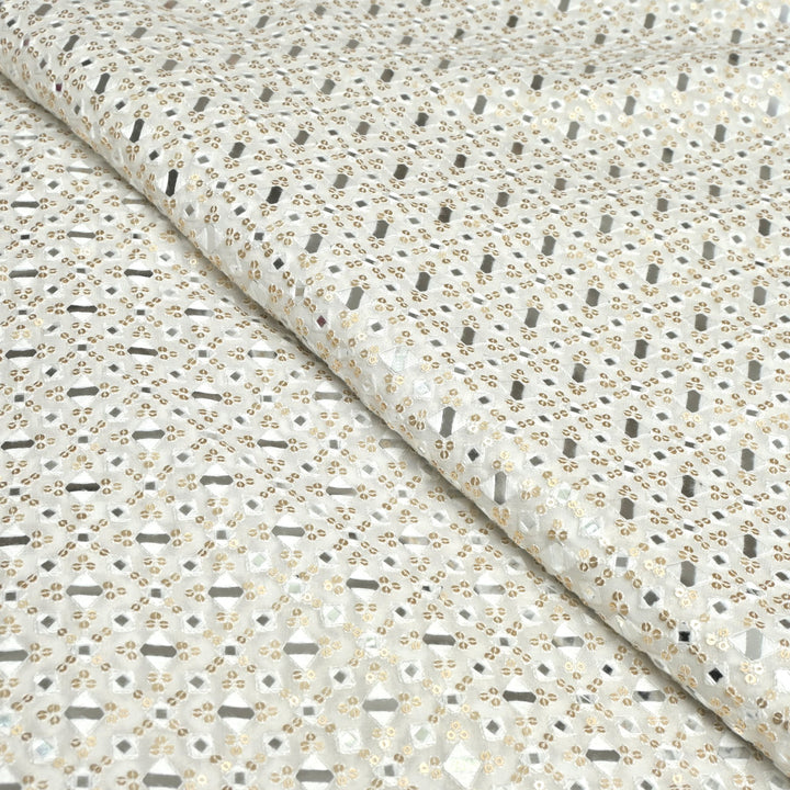 Viscose Georgette Mirror Sequins Embroidery Fabrics