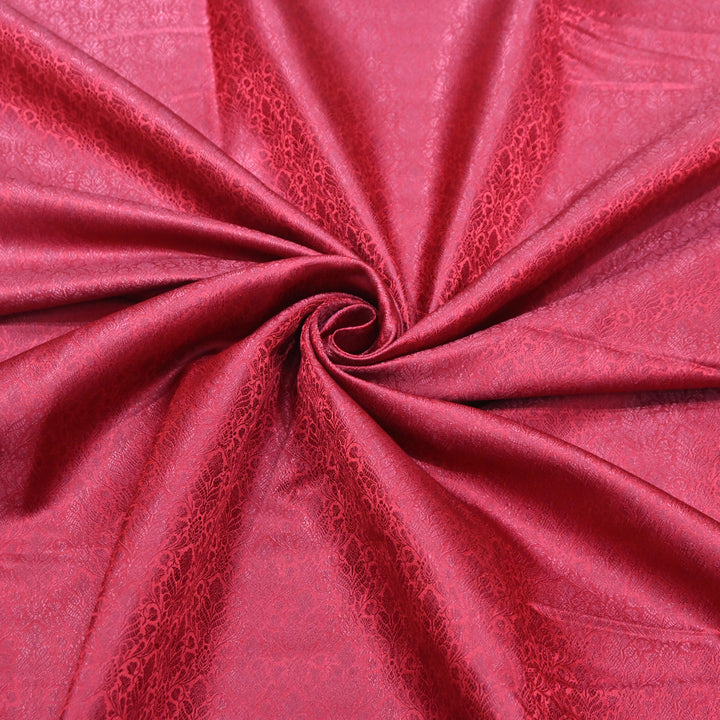 Cherry Red Tanchue Silk Brocade Fabric.