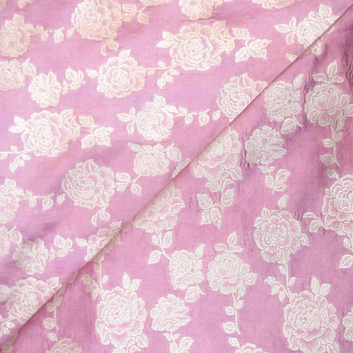 Onion Pure Mango Silk Zari Brocade fabric. | 165-192O