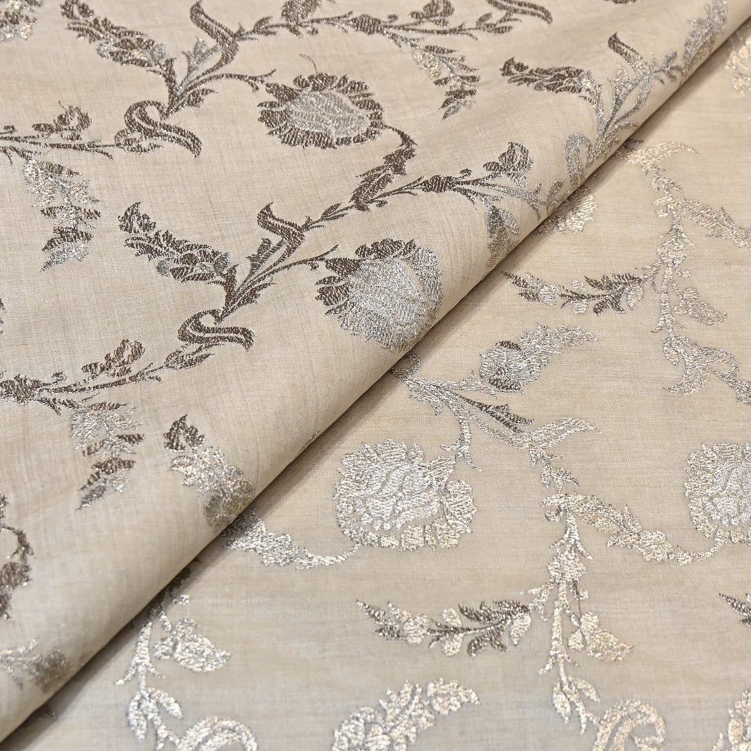 Pure Moonga Silk Zari Embroidery Fabric – Premium Designer Ethnic Fabric for Wedding & Festive Wear -MS4379-1