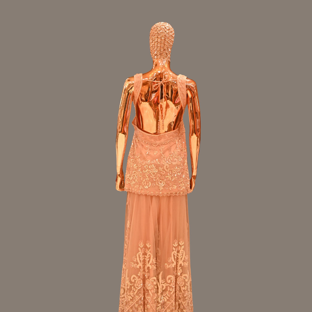 Soft Peach Embroidered Sharara Set