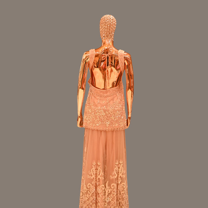 Soft Peach Embroidered Sharara Set