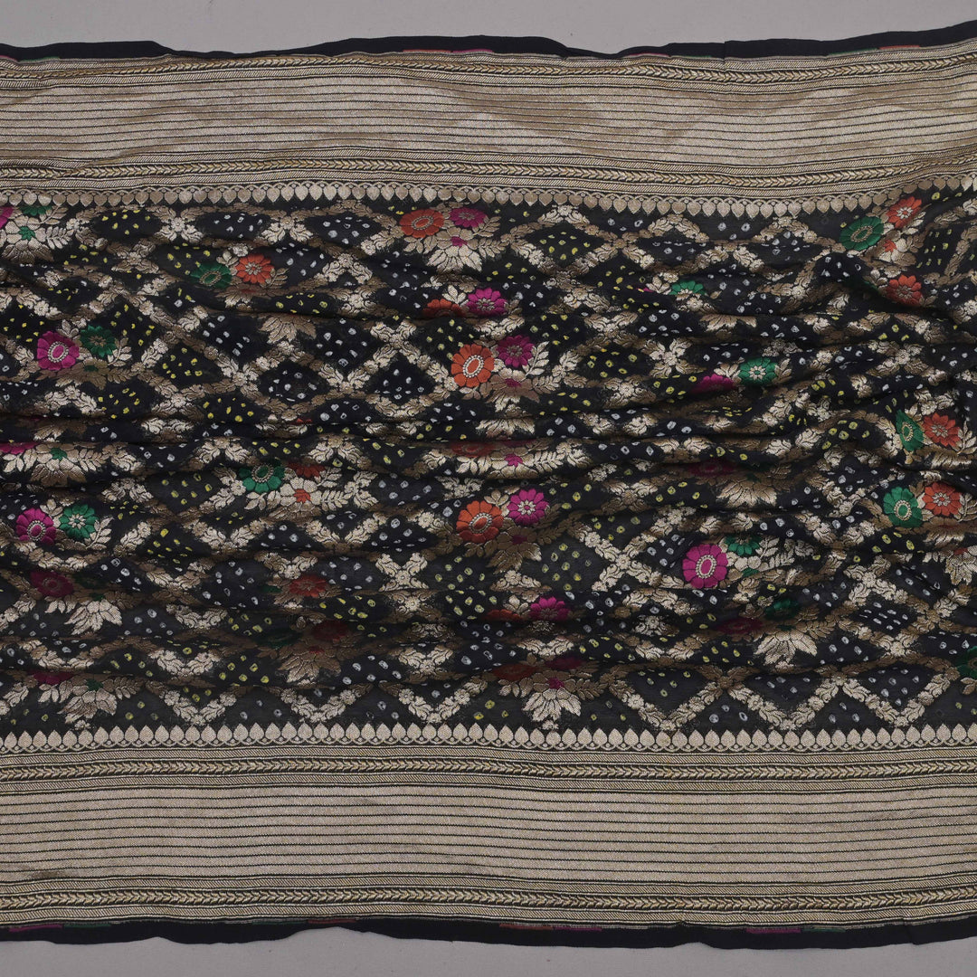 Black Zari Embroidery Unstitched Suit Set