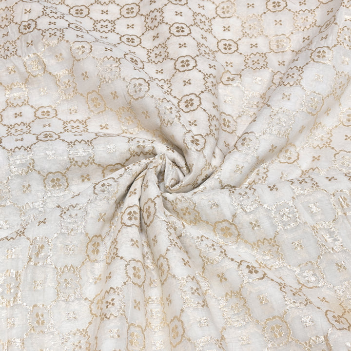Banarasi Chanderi Gold Mat Zari Fabric – Premium Designer Ethnic Wear Fabric 000313-4