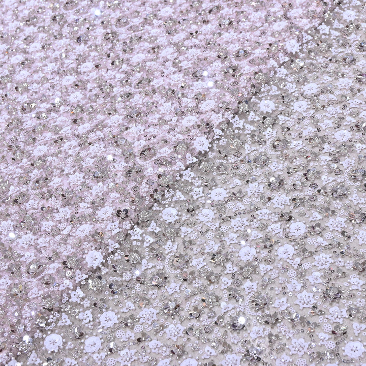 Light Pinkish Lavender  Color Luxury Imported Net Fabric featuring Heavy Cut Dana &amp; Sequins Embroidery ED1533-04