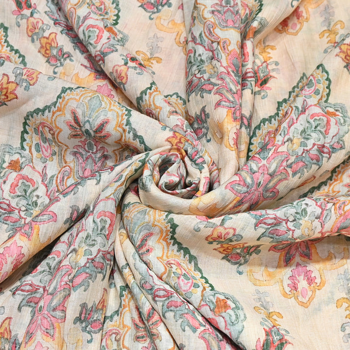 Multi Color Crush Muslin Digital Print Fabric – Soft Designer Muslin Print Fabric- COO145-4