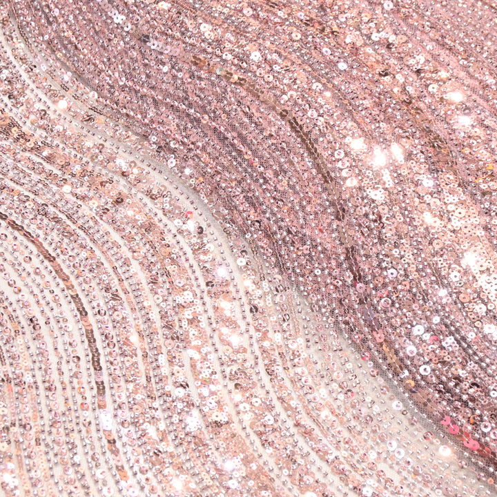 Greyish Pink Color Luxury Imported Heavy Cut Dana & Sequins Embroidered Net Designer Fabric ED1533-1D