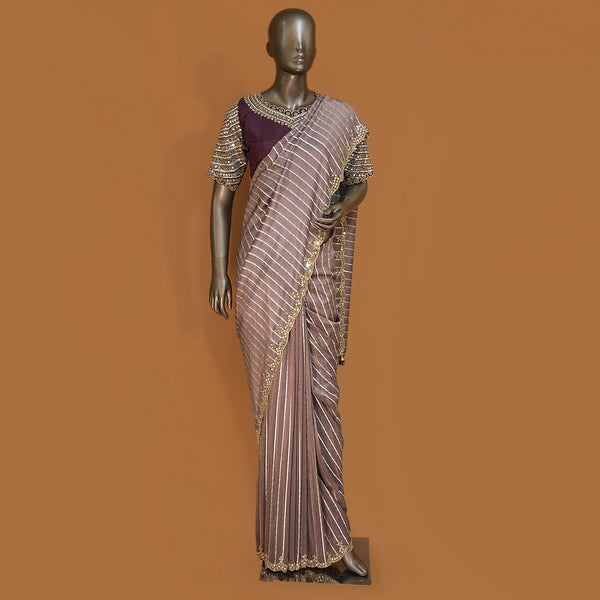 Bazaar Colour Organza Cut Dana Mirror Hand Work Saree