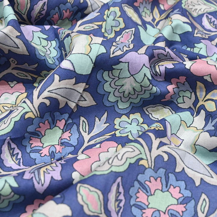 Indigo Blue Italian Lawn Print Fabric