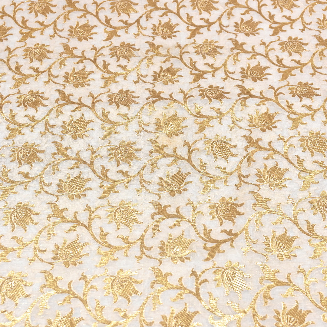 Banarasi Chanderi Gold Zari Fabric 44" – Luxury Ethnic Designer Fabric