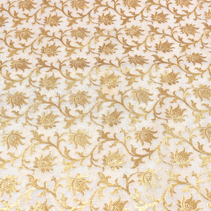 Banarasi Chanderi Gold Zari Fabric 44" – Luxury Ethnic Designer Fabric