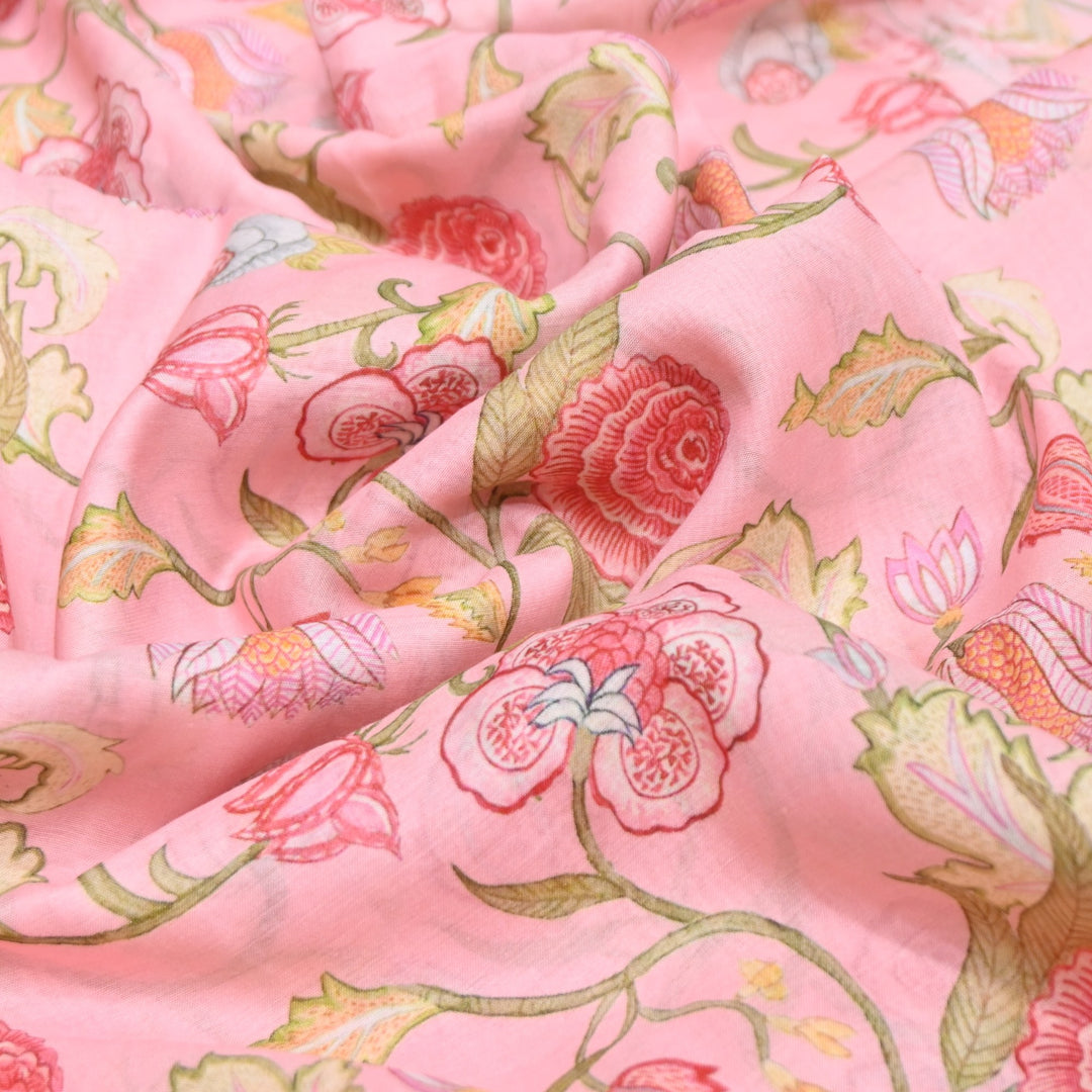 Multi Color Mul Chanderi Digital Print Fabric GT0185-13