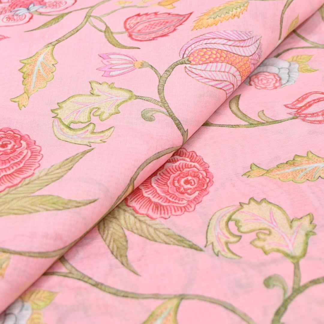 Multi Color Mul Chanderi Digital Print Fabric GT0185-13