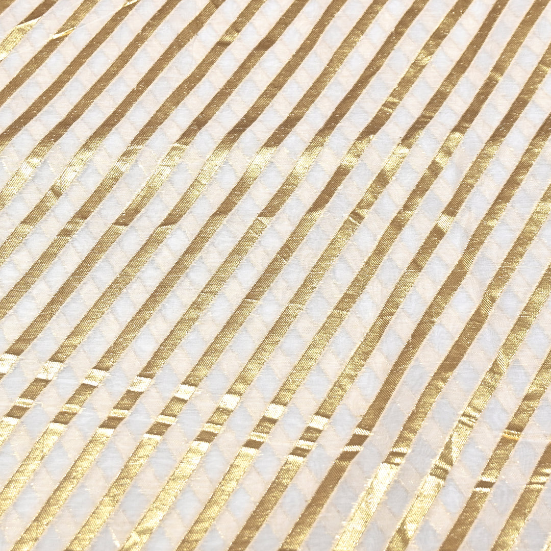 Banarasi Chanderi Gold Zari Fabric 44" – Luxury Ethnic Designer Fabric